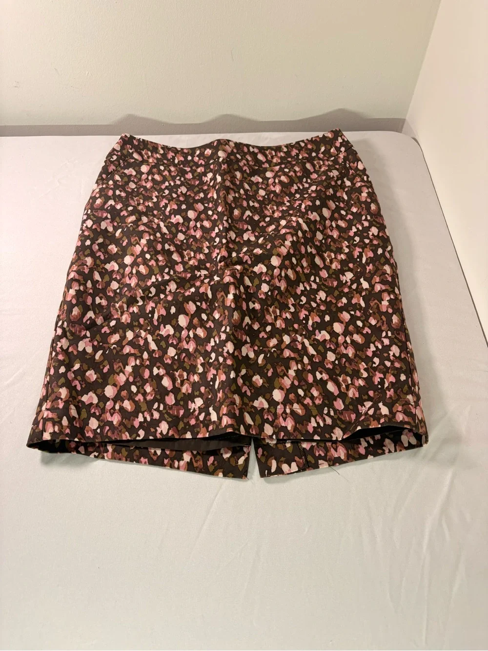 Merona Brown Floral Print Bermuda Shorts with Pink and Olive Details